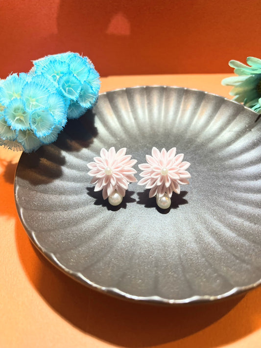 Pink Dahlia Shizuku Earrings for Women, Japan Traditional Crafts, Sustainable Japanese Kimono fabric Accessories, Ultra-lightweight, Earrings for Gifts