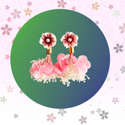 Cherry blossom color that I can't wait for spring | Earrings | Tsumami-zaiku | Handmade in Japan