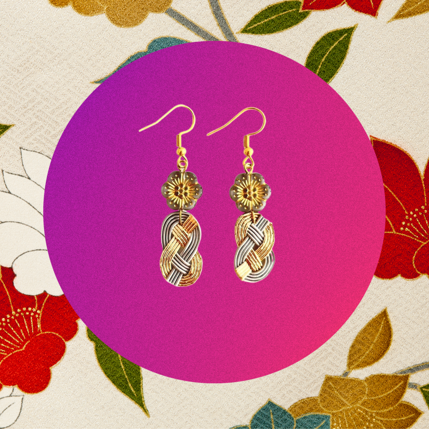 Japan style glittering and gorgeous colors for New Year | Earrings | Mizuhiki | Handmade in Japan