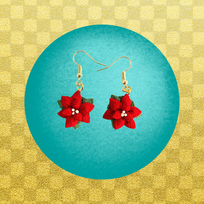 Red is the perfect color for Christmas | Earrings | Tsumami-zaiku | Handmade in Japan