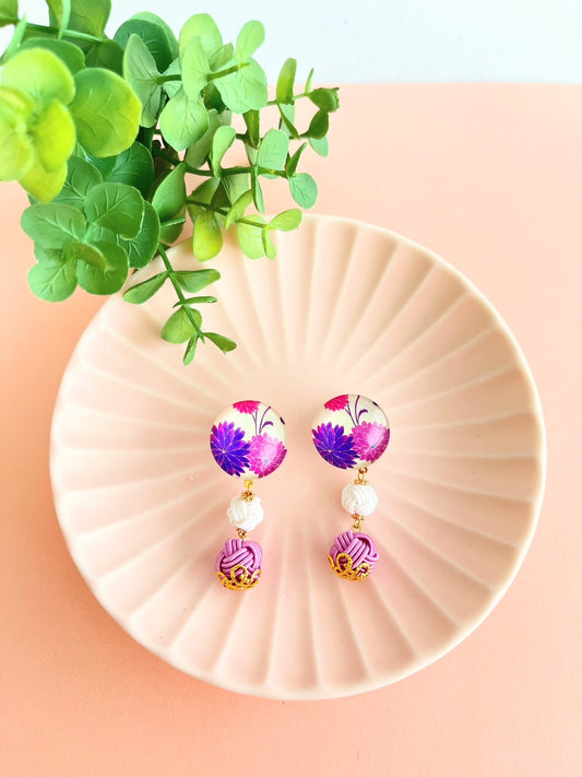 Neat purple color that makes you feel the harmony of Japan | Earrings | Mizuhiki | Handmade in Japan