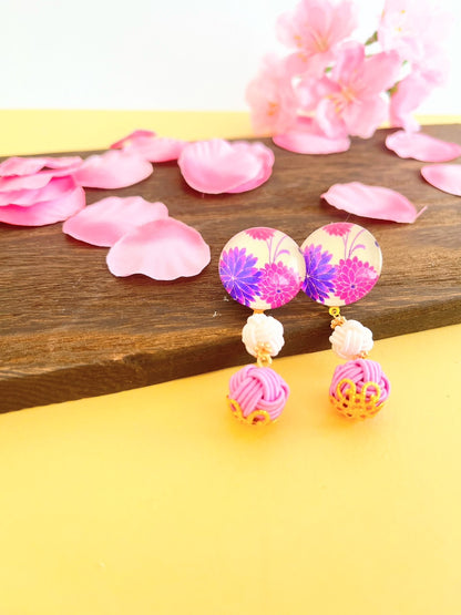 Neat purple color that makes you feel the harmony of Japan | Earrings | Mizuhiki | Handmade in Japan