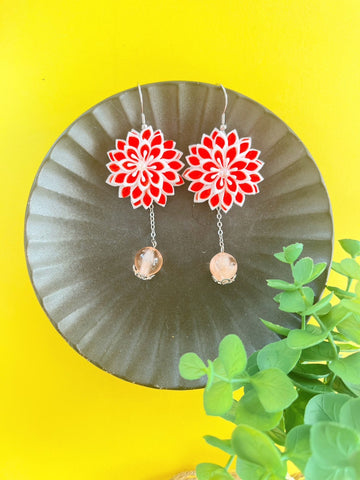 Vivid summer fireworks Earring | Tsumami-zaiku | Handmade in Japan