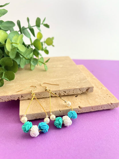 Cool blue swaying in the early summer breeze | Earrings | Mizuhiki | Handmade in Japan