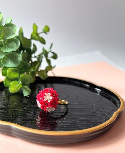 Pink×White Shibazakura Ring | Tsumami-zaiku | Japan Handmade | Flower Arrangement Ring | Sustainable Accessory | Gorgeous Ring | Best Gift Ideas | Eco Friendly Products