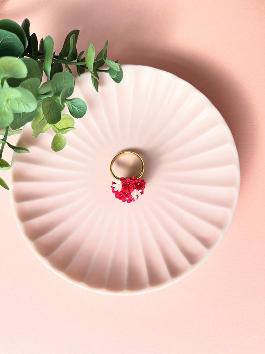 Pink×White Shibazakura Ring | Tsumami-zaiku | Japan Handmade | Flower Arrangement Ring | Sustainable Accessory | Gorgeous Ring | Best Gift Ideas | Eco Friendly Products