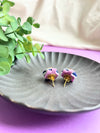 Purple × Pink Hexagonal Flower Earring | Earrings | Mizuhiki| Handmade in Japan
