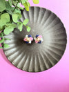 Purple × Pink Hexagonal Flower Earring | Earrings | Mizuhiki| Handmade in Japan