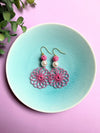 Vivid Pink Flower Earring | Earrings | Mizuhiki| Handmade in Japan