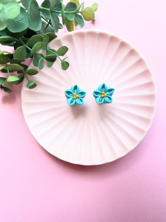 Gorgeous Blue Kikyo Earrings | Earrings | Tsumami-zaiku| Handmade in Japan