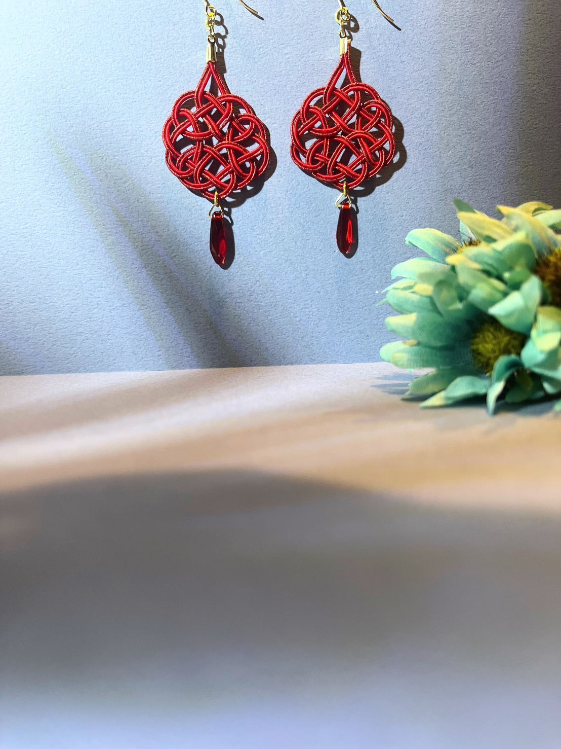 Gorgeous Shiny Red Earrings for Women,  Japan Traditional Crafts, Sustainable Japanese Washi Paper Accessories, Ultra-lightweight, Earrings for Gifts