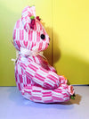 Pink Flower Teddy Bear for Women,  Japan Traditional Crafts, Sustainable Japanese Kimono fabric doll, Doll for Gifts