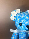 Blue Flower Teddy Bear for Women,  Japan Traditional Crafts, Sustainable Japanese Kimono fabric doll, Doll for Gifts