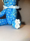 Blue Flower Teddy Bear for Women,  Japan Traditional Crafts, Sustainable Japanese Kimono fabric doll, Doll for Gifts