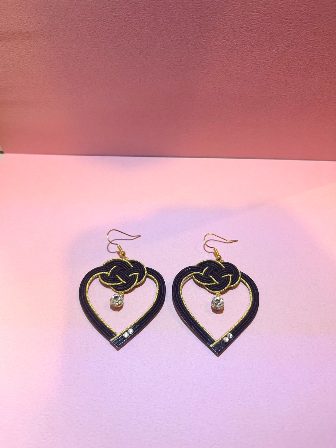 Black Heart Earrings for Women,  Japan Traditional Crafts, Sustainable Japanese Washi Paper Accessories, Ultra-lightweight, Earrings for Gifts