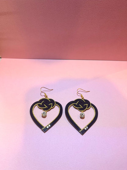 Black Heart Earrings for Women,  Japan Traditional Crafts, Sustainable Japanese Washi Paper Accessories, Ultra-lightweight, Earrings for Gifts