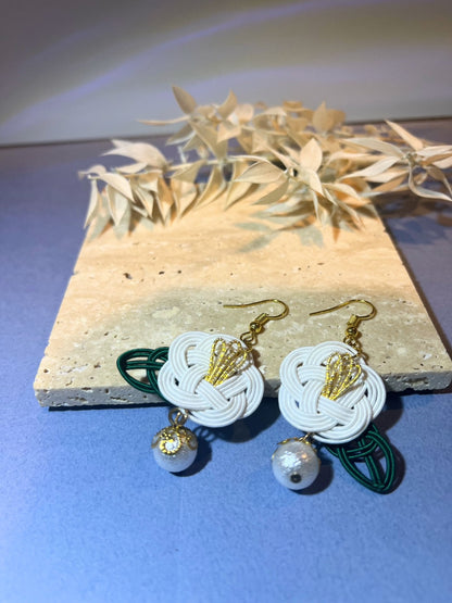 White camellia flower earrings for Women,  Japan Traditional Crafts, Sustainable Japanese Washi Paper Accessories, Ultra-lightweight, Earrings for Gifts