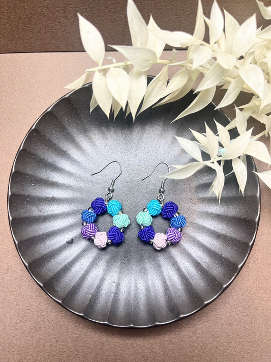 Blue × Purple Ring Earrings for Women,  Japan Traditional Crafts, Sustainable Japanese Washi Paper Accessories, Ultra-lightweight, Earrings for Gifts