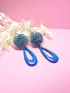 Elegant Blue Flower Earrings for Women,  Japan Traditional Crafts, Sustainable Japanese Washi Paper Accessories, Ultra-lightweight, Earrings for Gifts