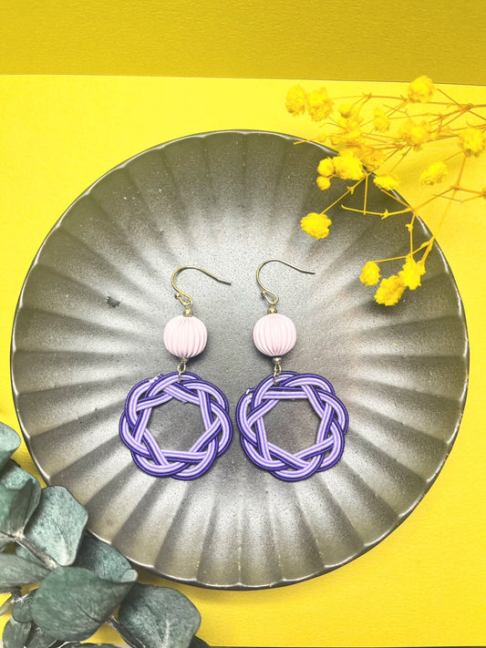 Purple Ring Classic Earrings for Women,  Japan Traditional Crafts, Sustainable Japanese Washi Paper Accessories, Ultra-lightweight, Earrings for Gifts